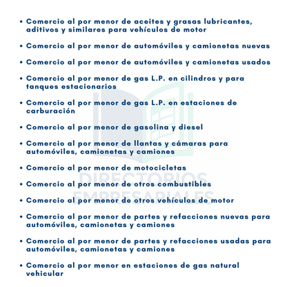 Directorio de Empresas de Comercio Minorista de Automotriz y Combustibles 2025 - 37,611 Negocios