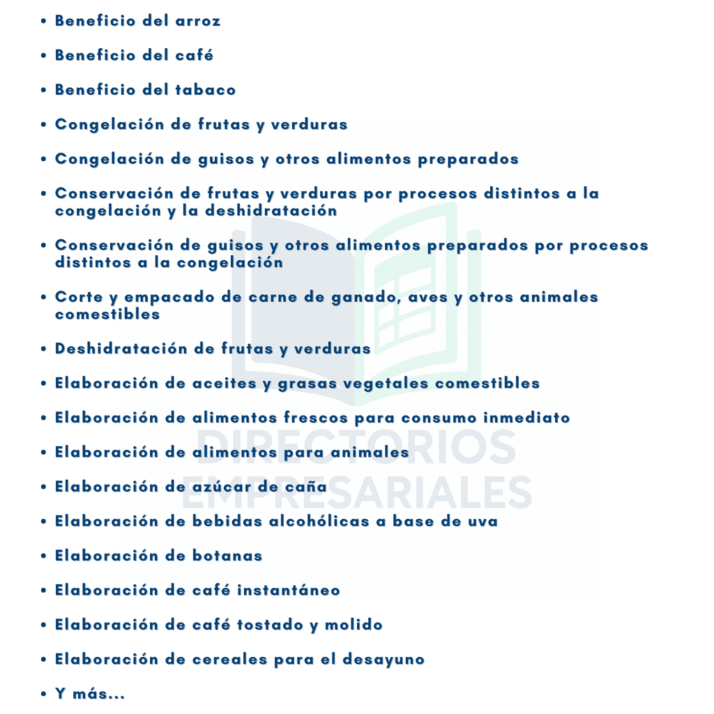 Base de Datos Empresarial de Manufactura de Alimentos, Bebidas y Tabaco 2025 - 15,372 Negocios