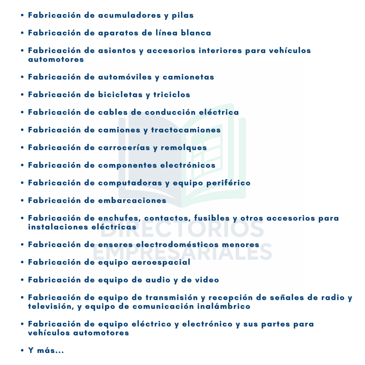 Directorio de Empresas de Manufactura de Equipo Electrónico, Eléctrico y de Transporte 2025 - 3,860 Negocios