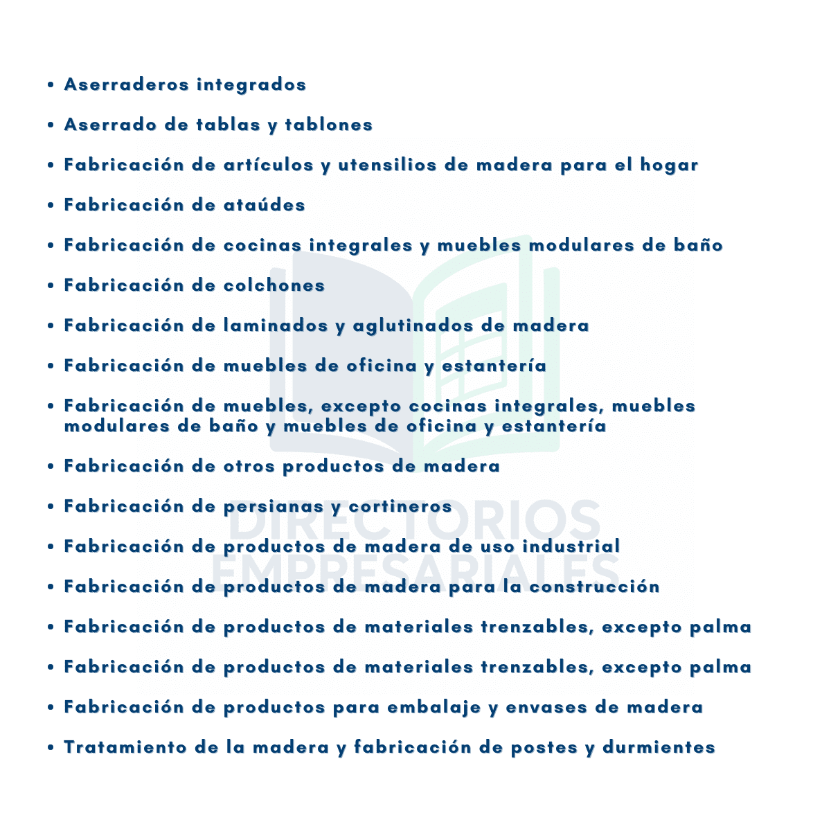 Directorio de Empresas de Manufactura de Madera y Productos de Madera 2025 - 6,204 Negocios