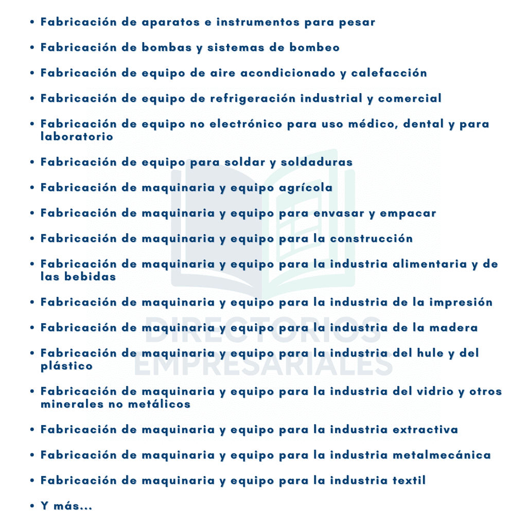 Base de Datos Empresarial de Manufactura de Maquinaria y Equipo 2025 - 2,527 Negocios