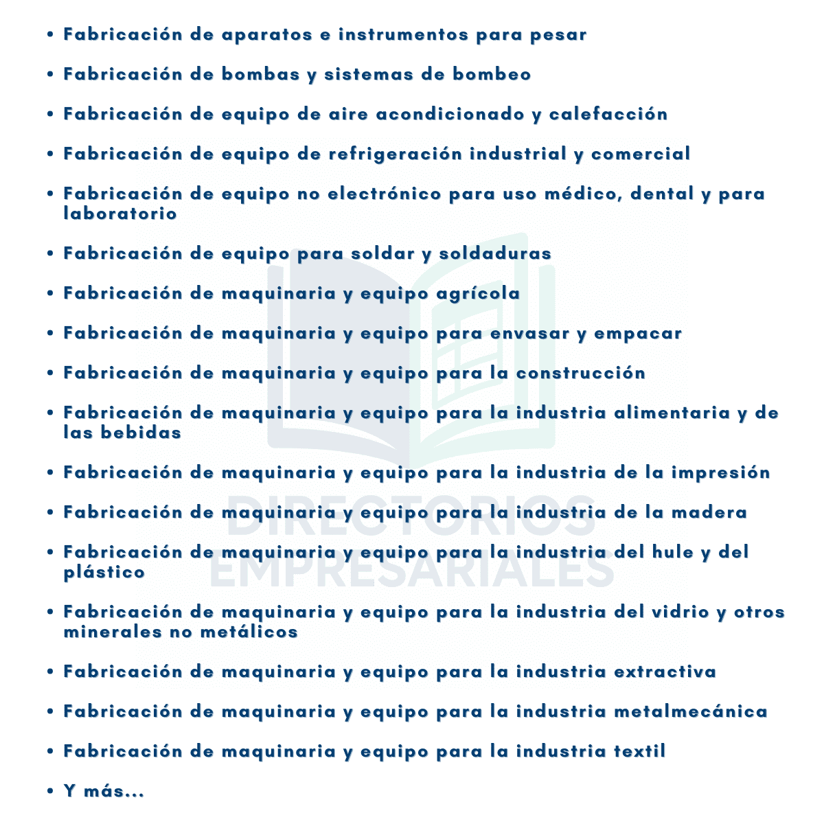 Directorio de Empresas de Manufactura de Maquinaria y Equipo 2025 - 2,527 Negocios