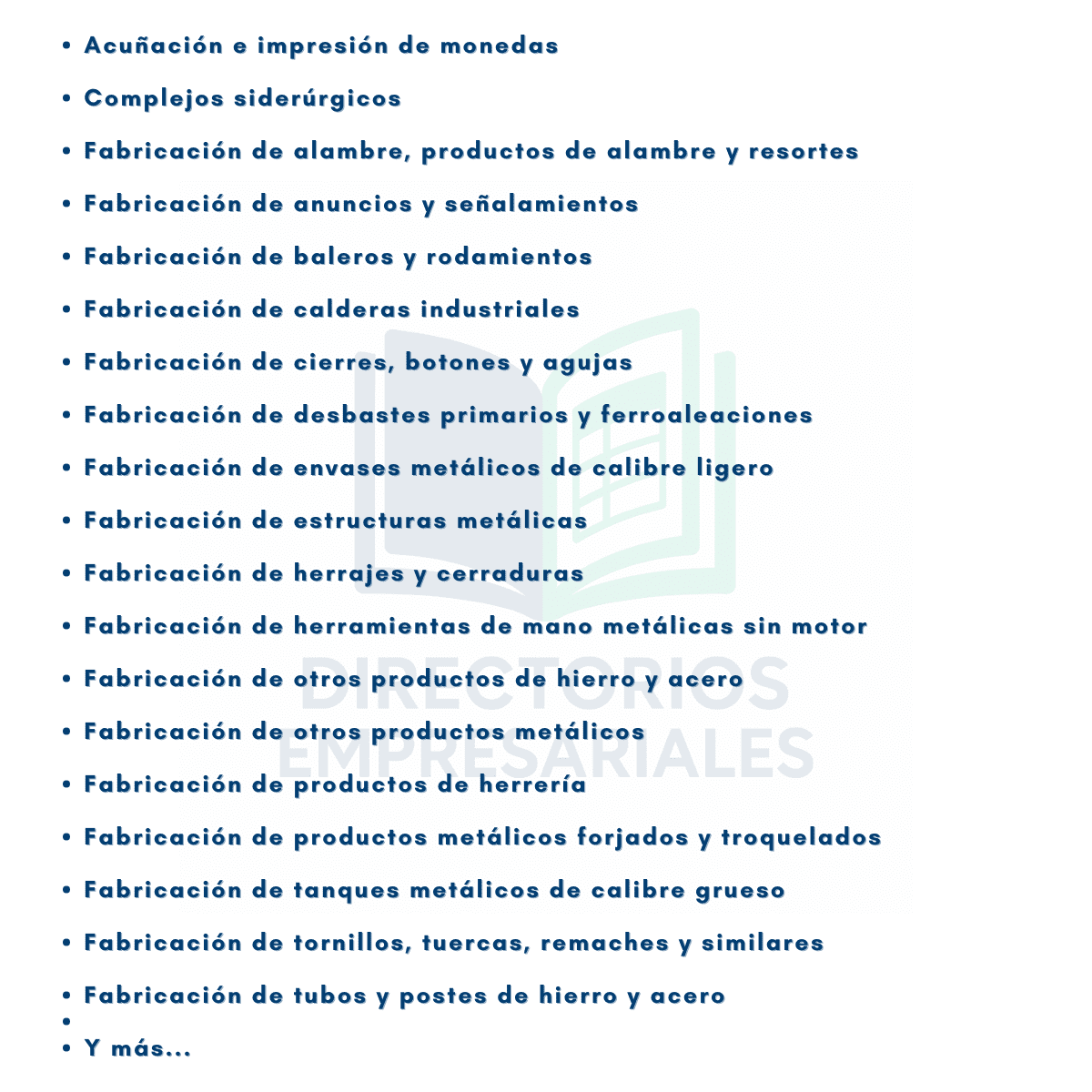 Directorio de Empresas de Manufactura de Metales Básicos, Productos Metálicos y Joyería 2025 - 12,180 Negocios