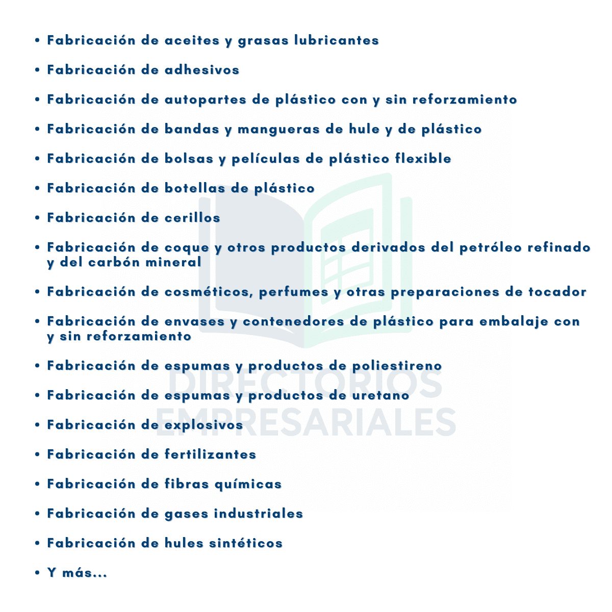 Directorio de Empresas de Manufactura de Químicos, Farmacéuticos y Plásticos 2025 - 6,463 Negocios