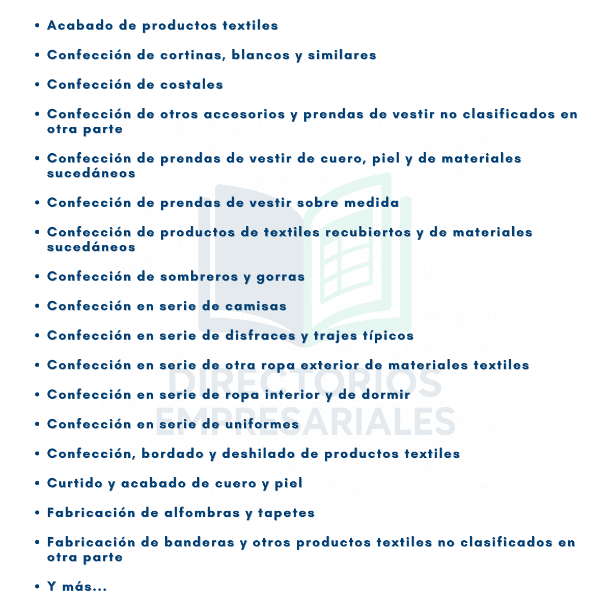 Directorio de Empresas de Manufactura de Textiles, Prendas de Vestir y Cuero 2025 - 8,312 Negocios