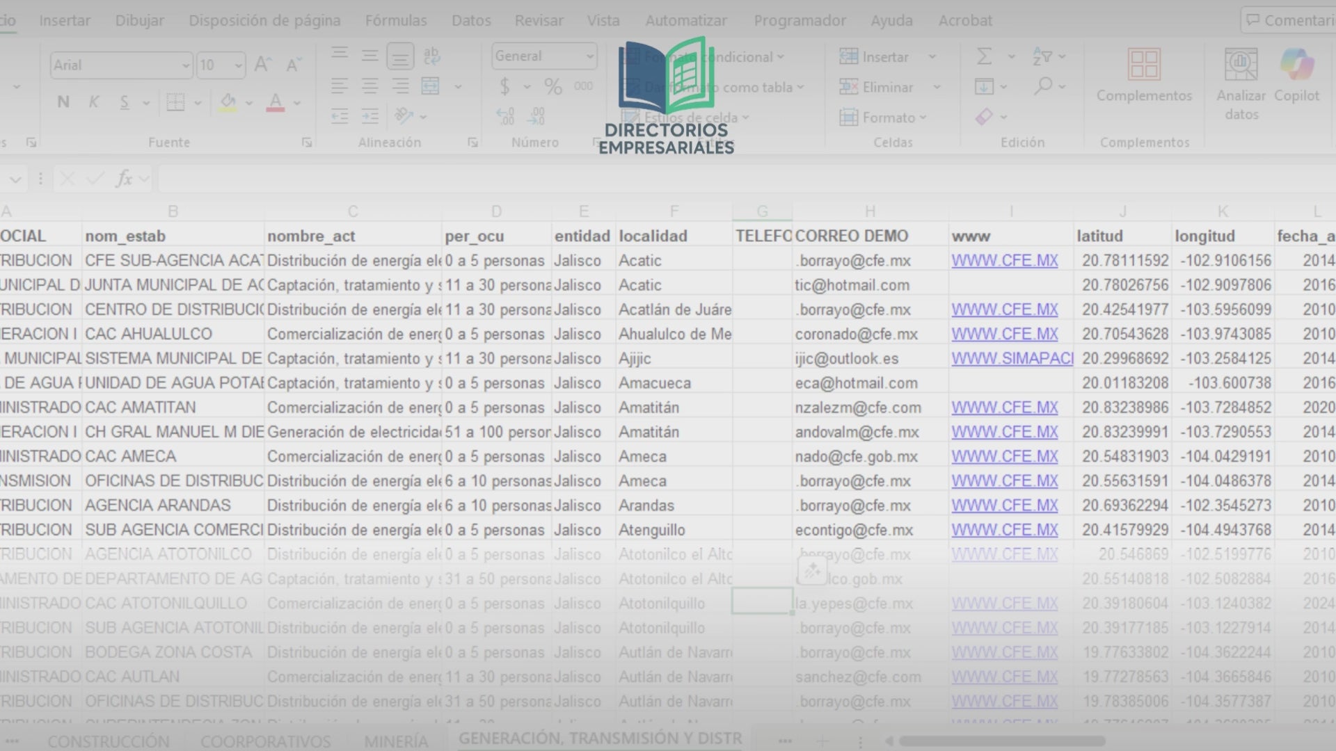 Directorios empresariales, bases de datos, uso de base de datos.